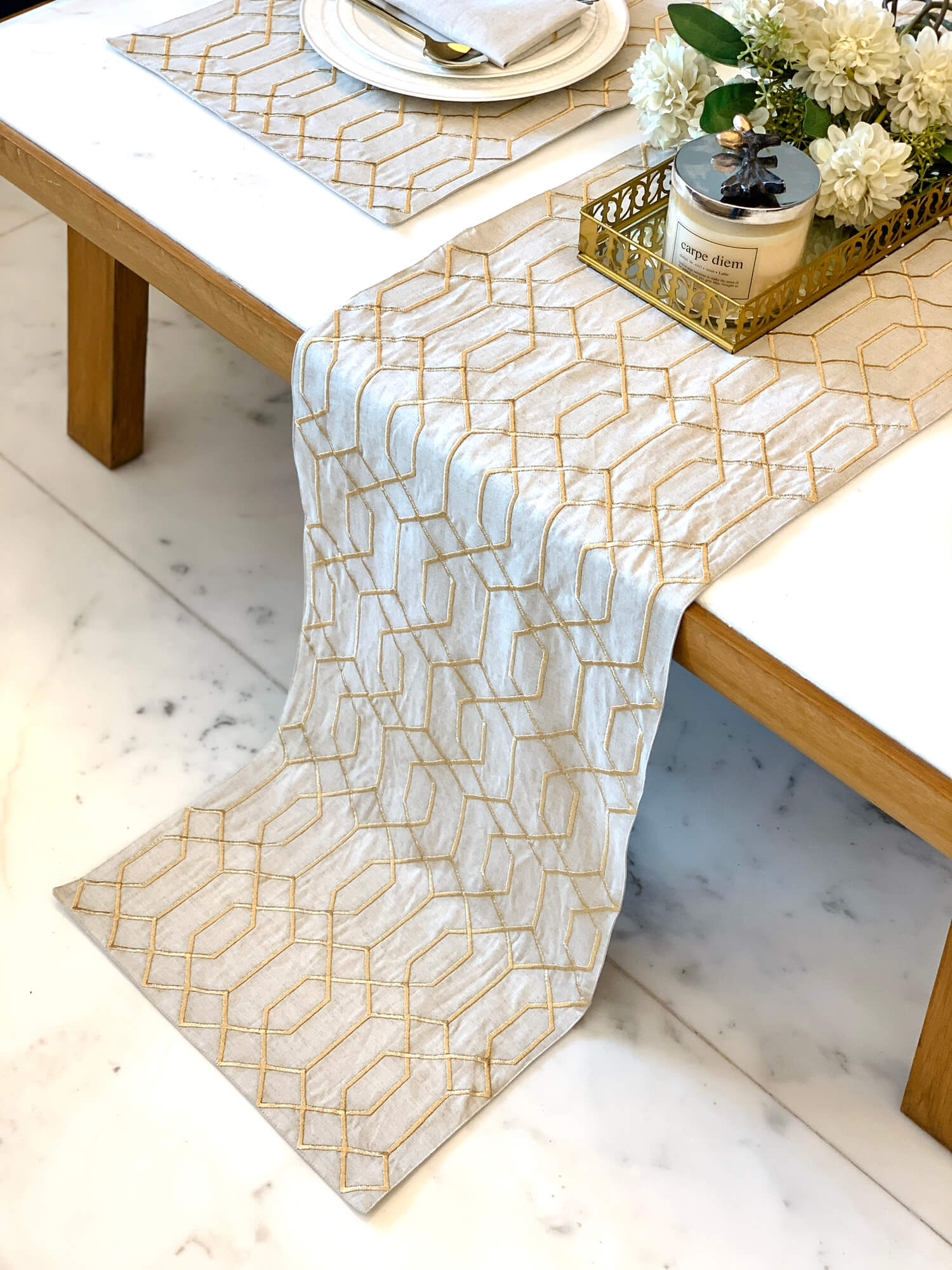 Geometric Embroidery Runner