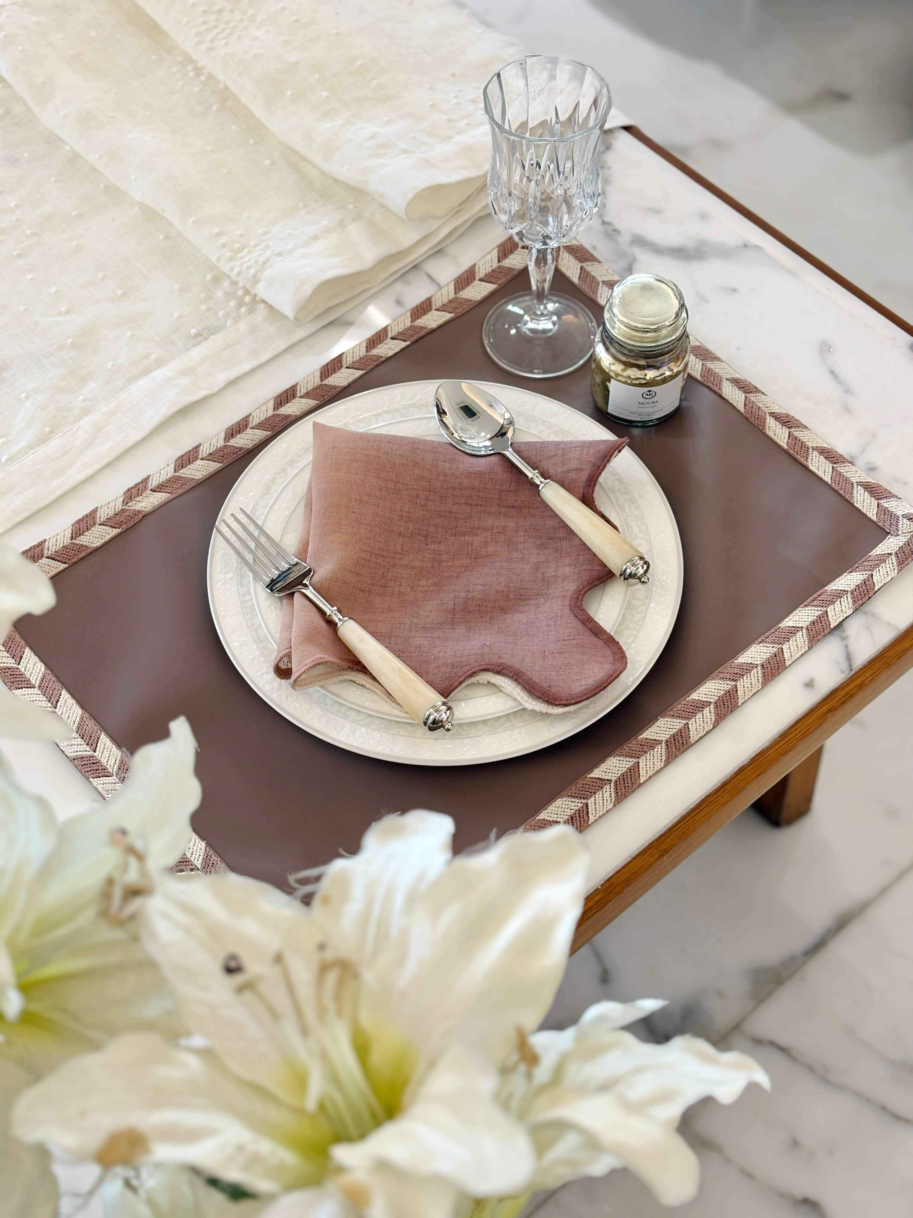 Faux Leather  Lace Mat