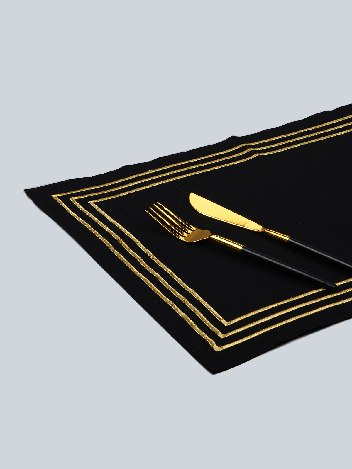 Windsor | Three Line embroidery Mat - Black & Gold
