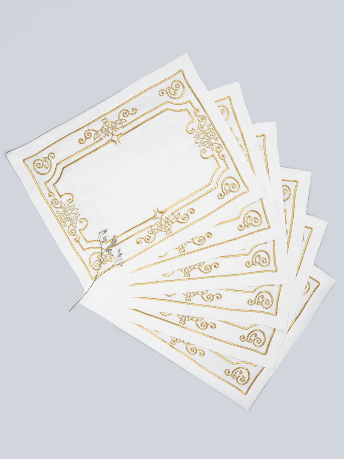 Portugal | Baroque Border Embroidery Mat - Cream & Gold