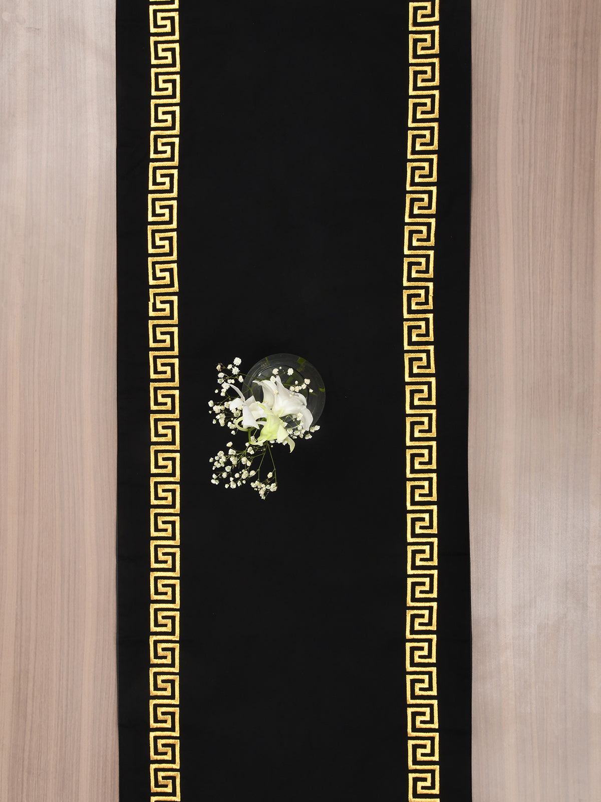 Greek Embroidery Runner - Black