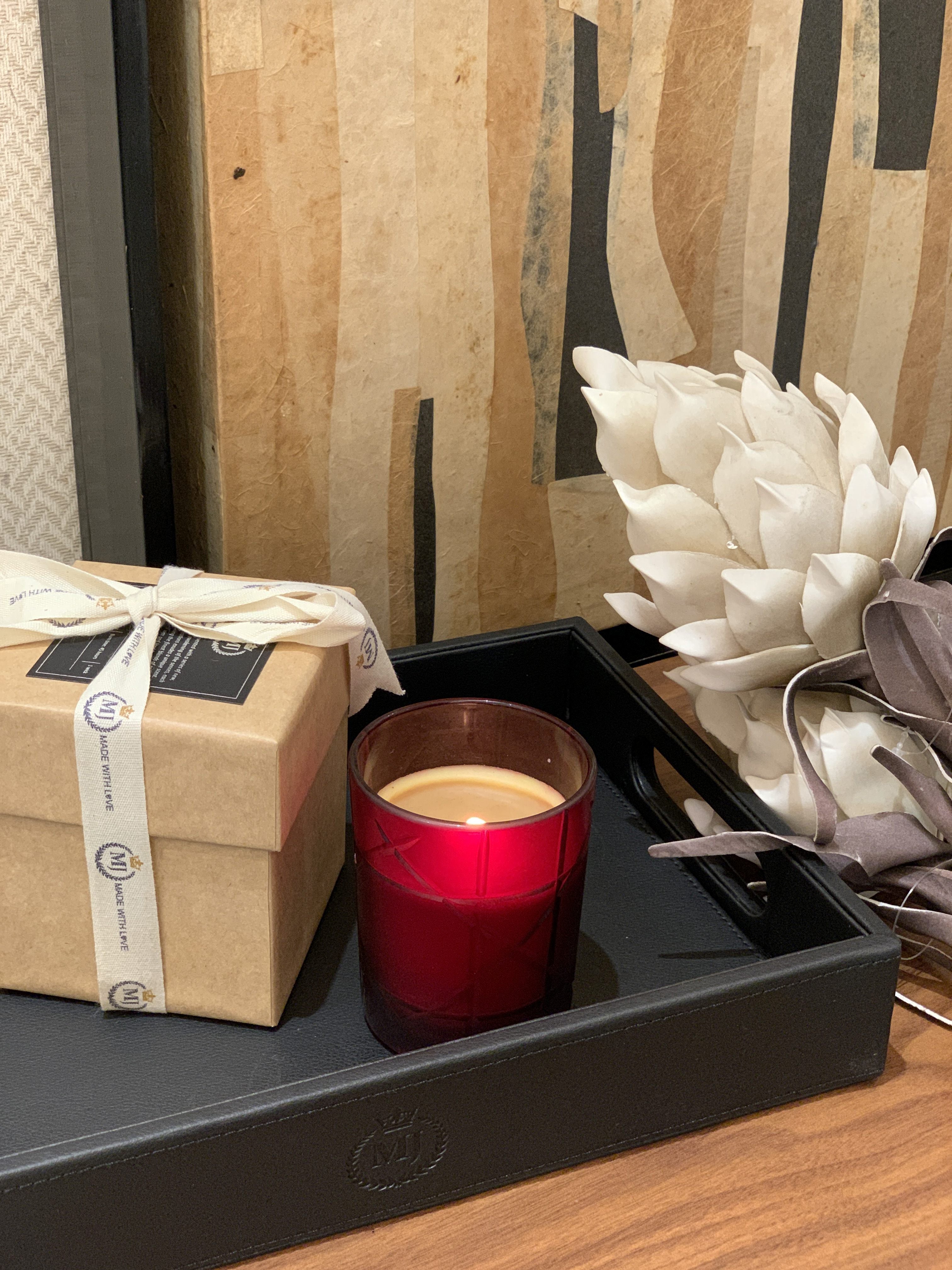 Cutwork glass candle red