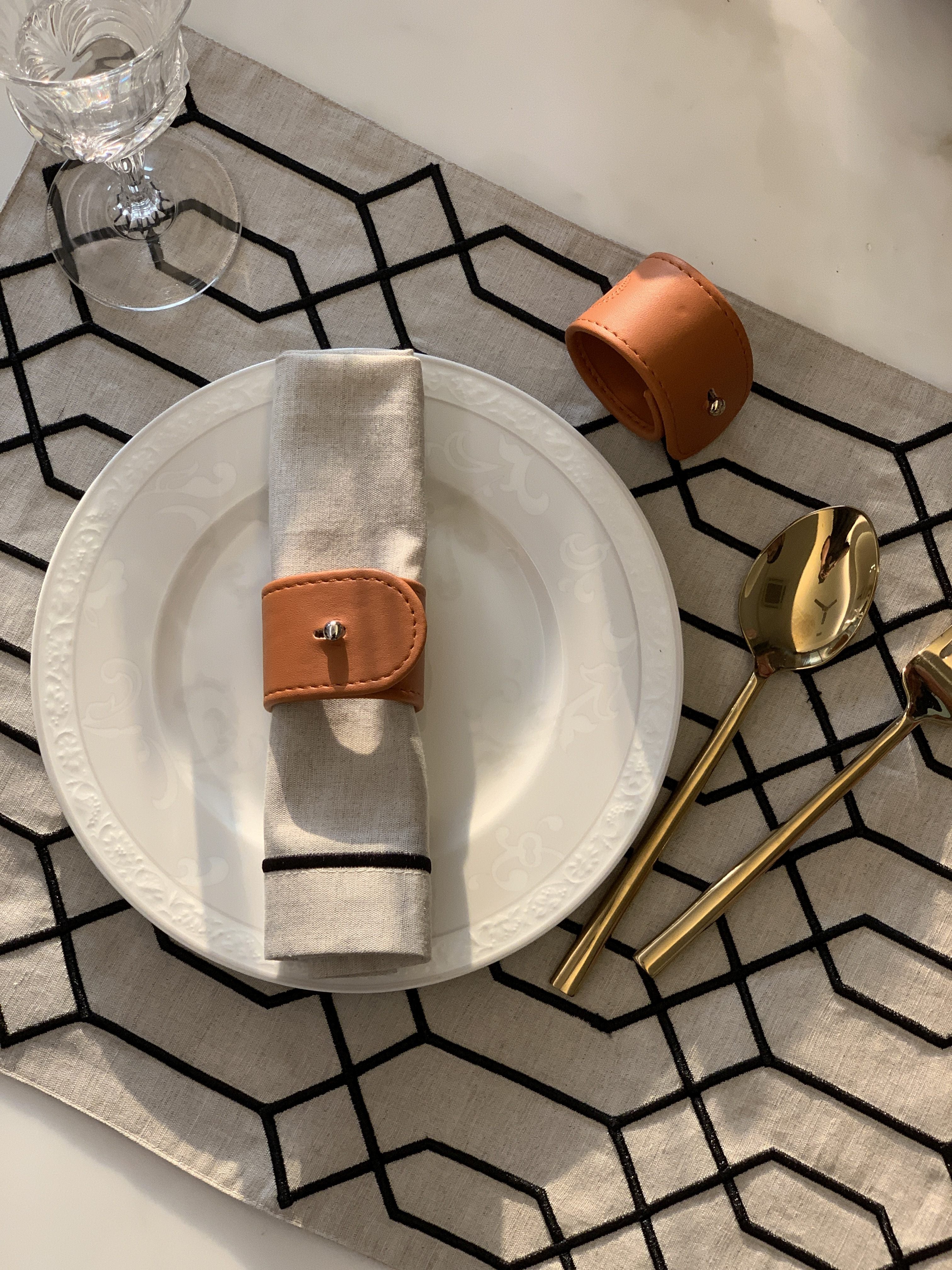 Faux leather napkin ring