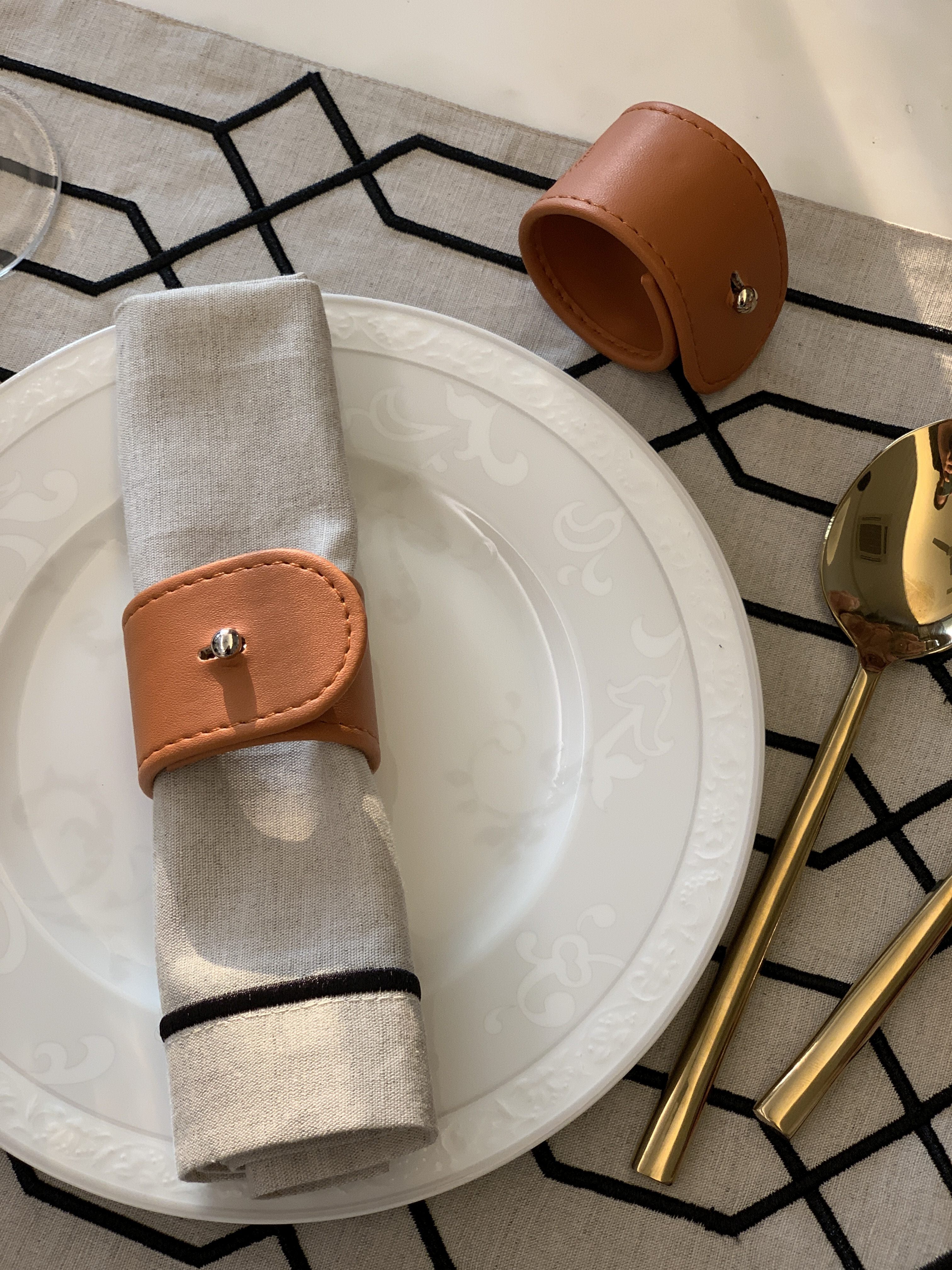 Faux leather napkin ring