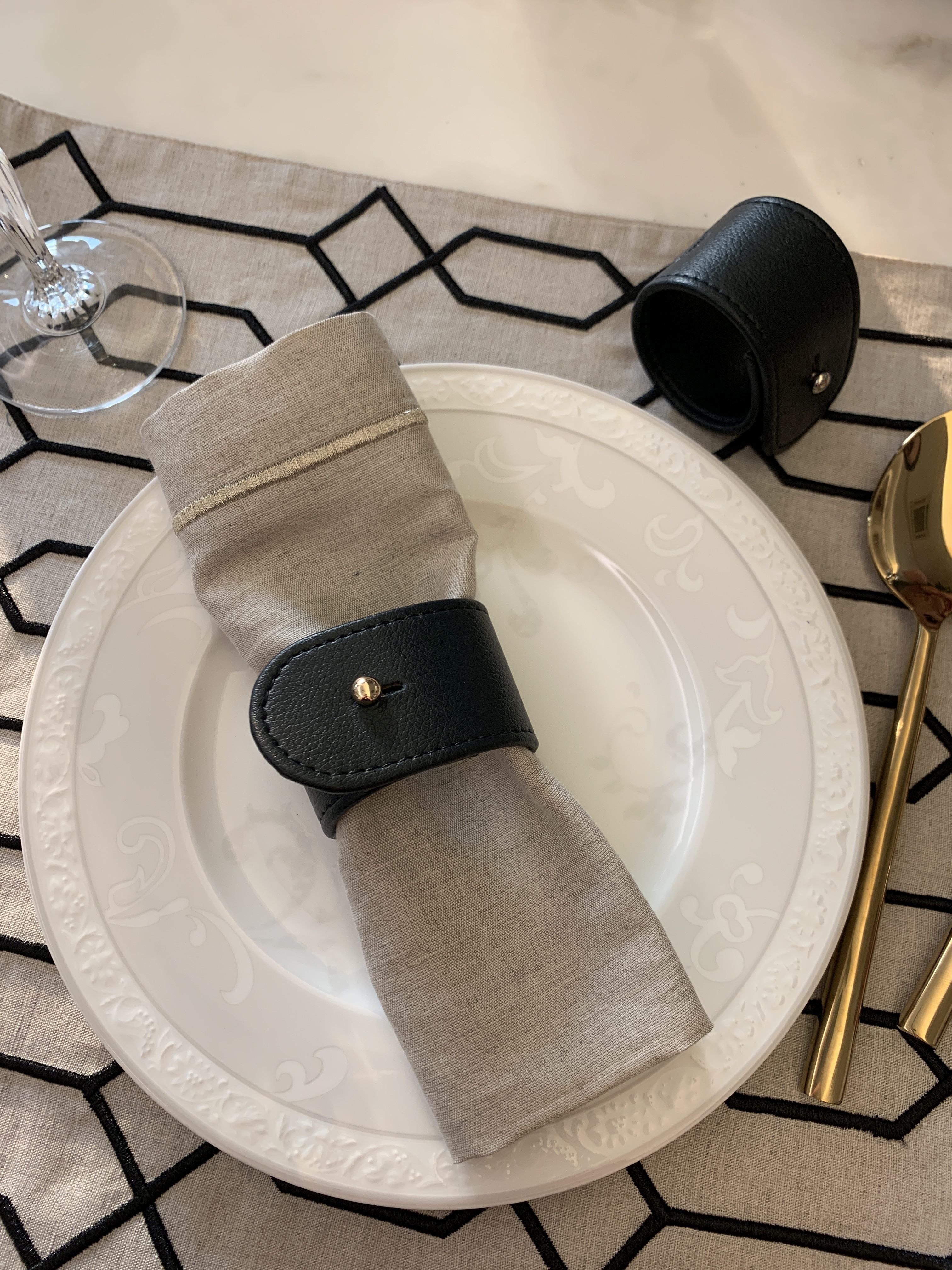 Faux leather napkin ring