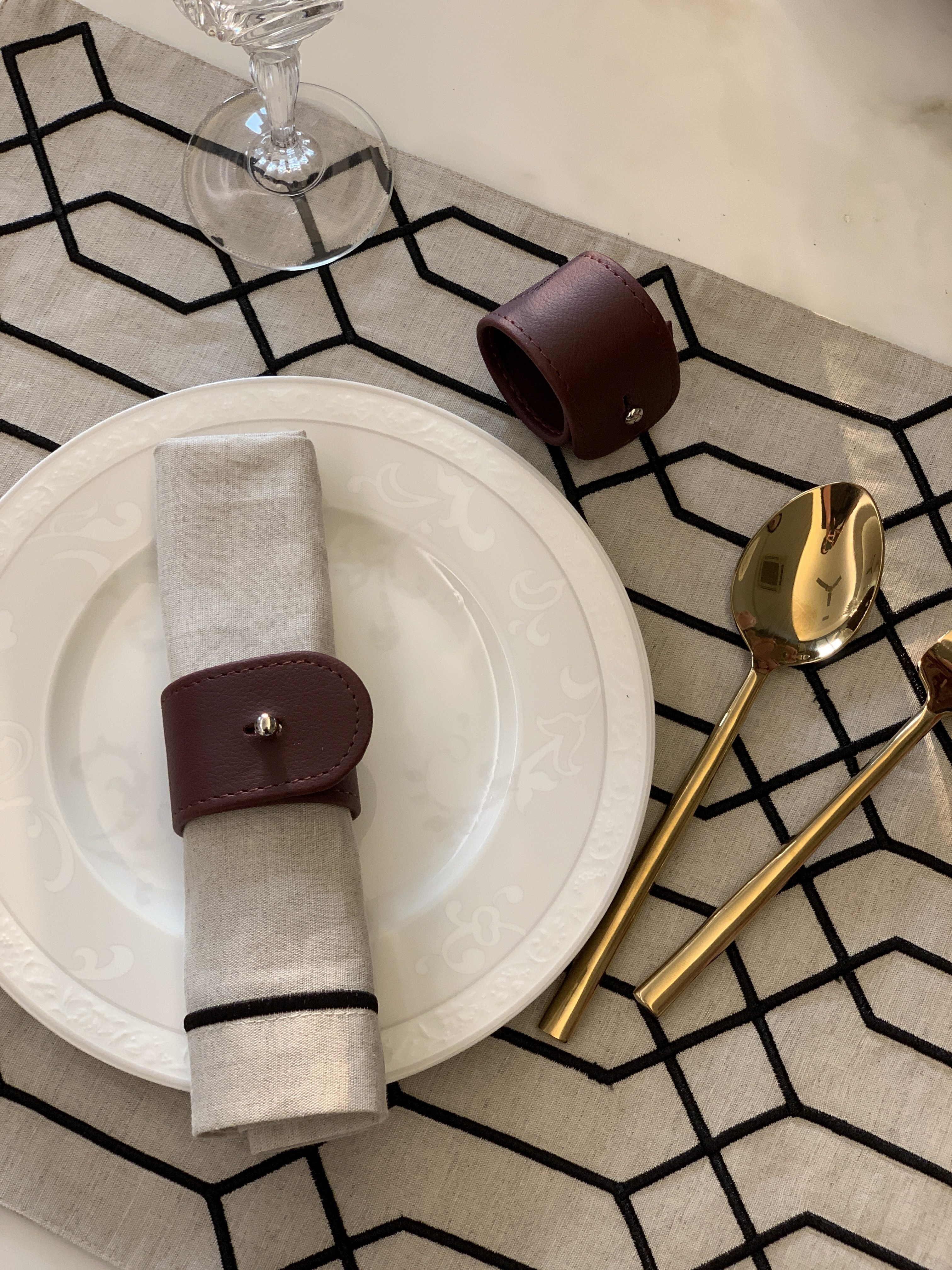 Faux leather napkin ring