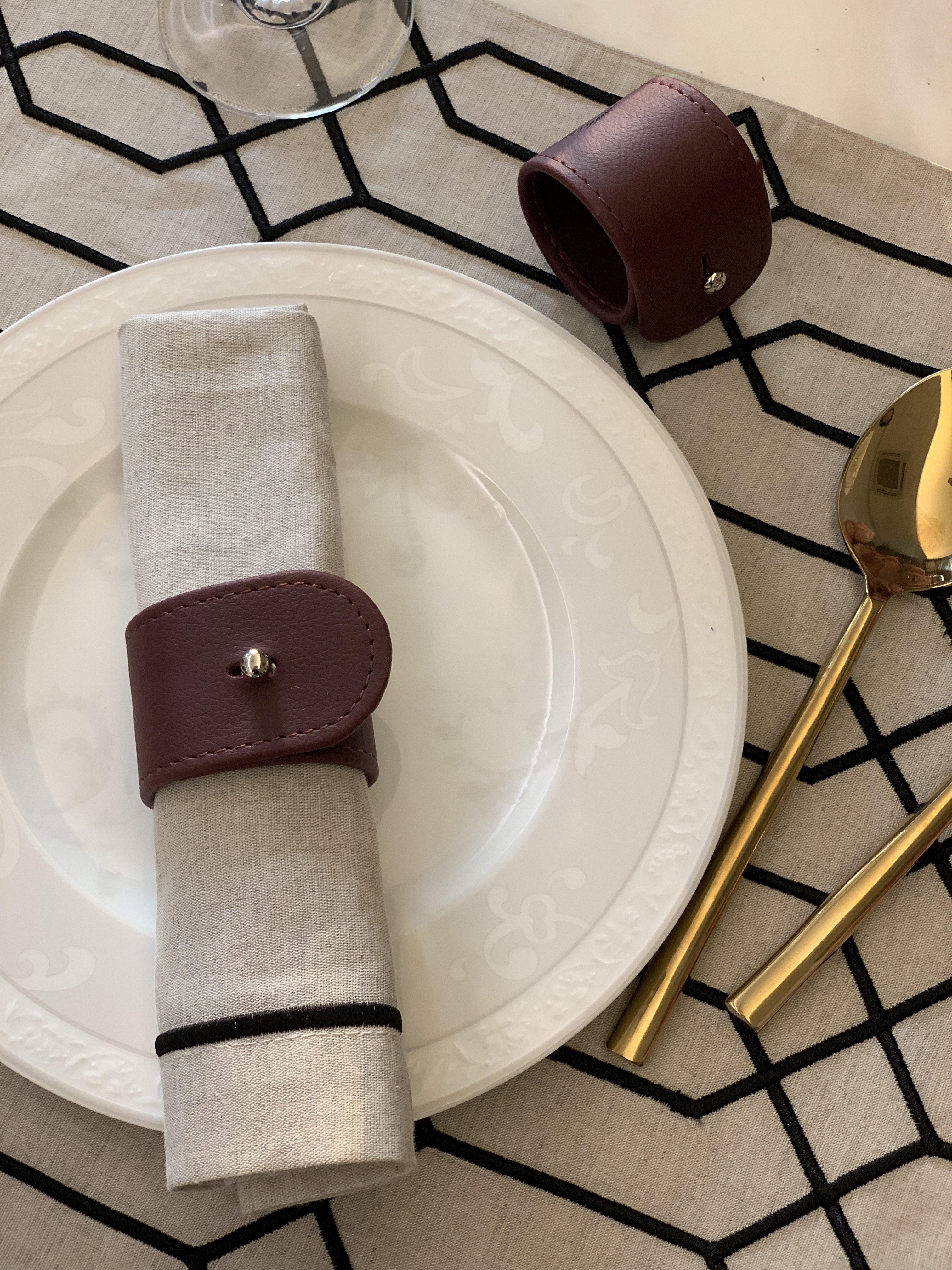 Faux leather napkin ring