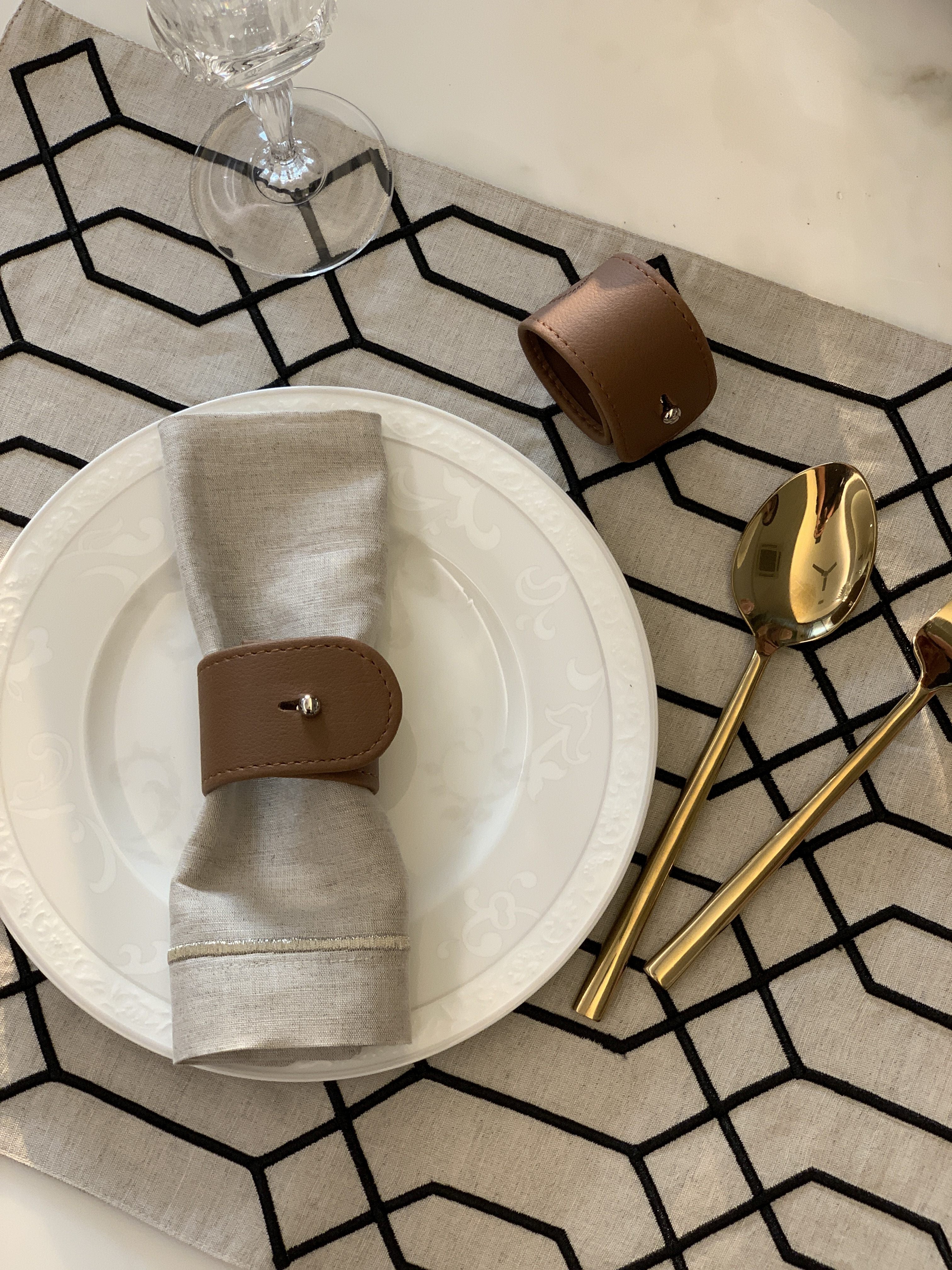 Faux leather napkin ring
