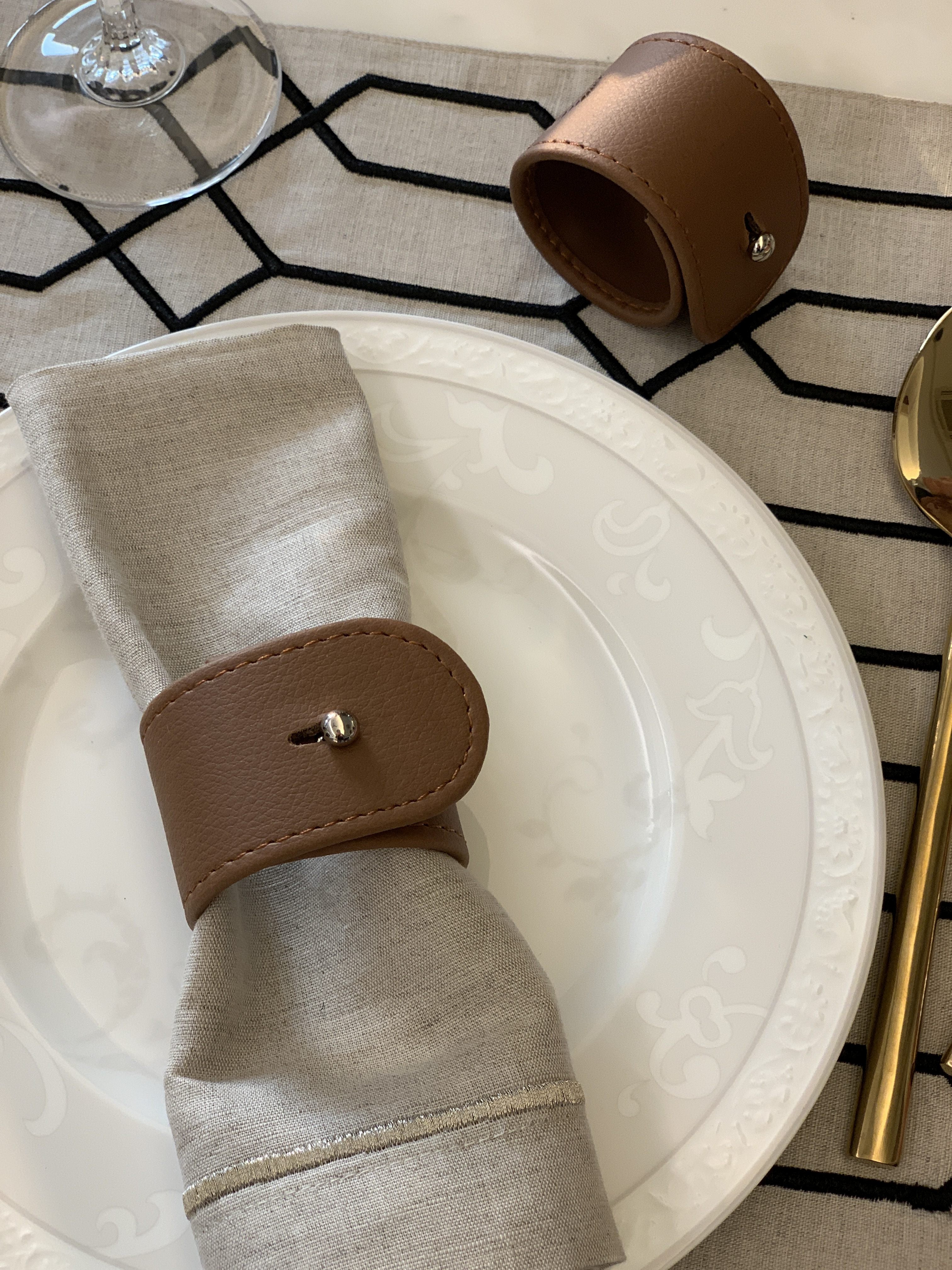Faux leather napkin ring