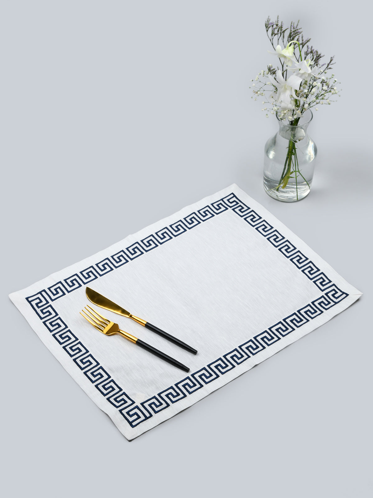 The Greek | Embroider Mat - White