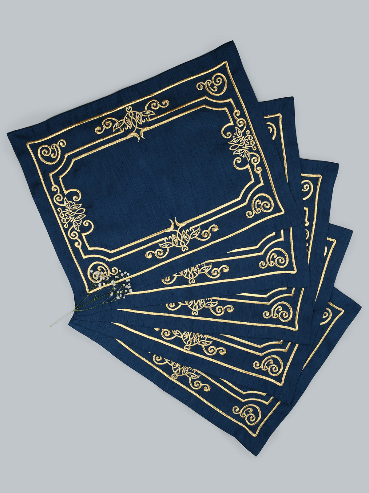 Portugal | Baroque Border Embroidery Mat - Blue & Gold