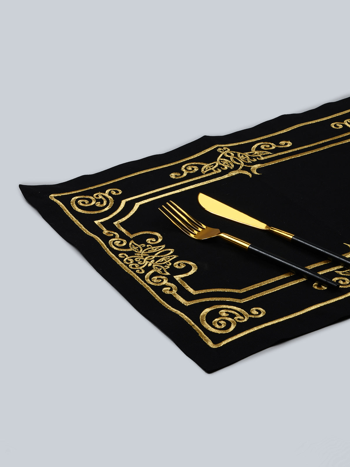 Portugal | Baroque Border Embroidery Mat - Black & Gold