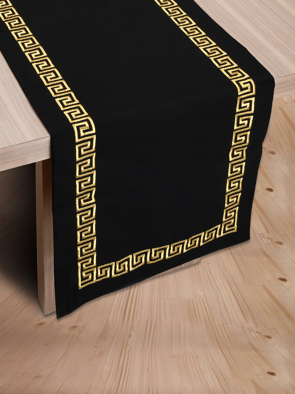 Greek Embroidery Runner - Black