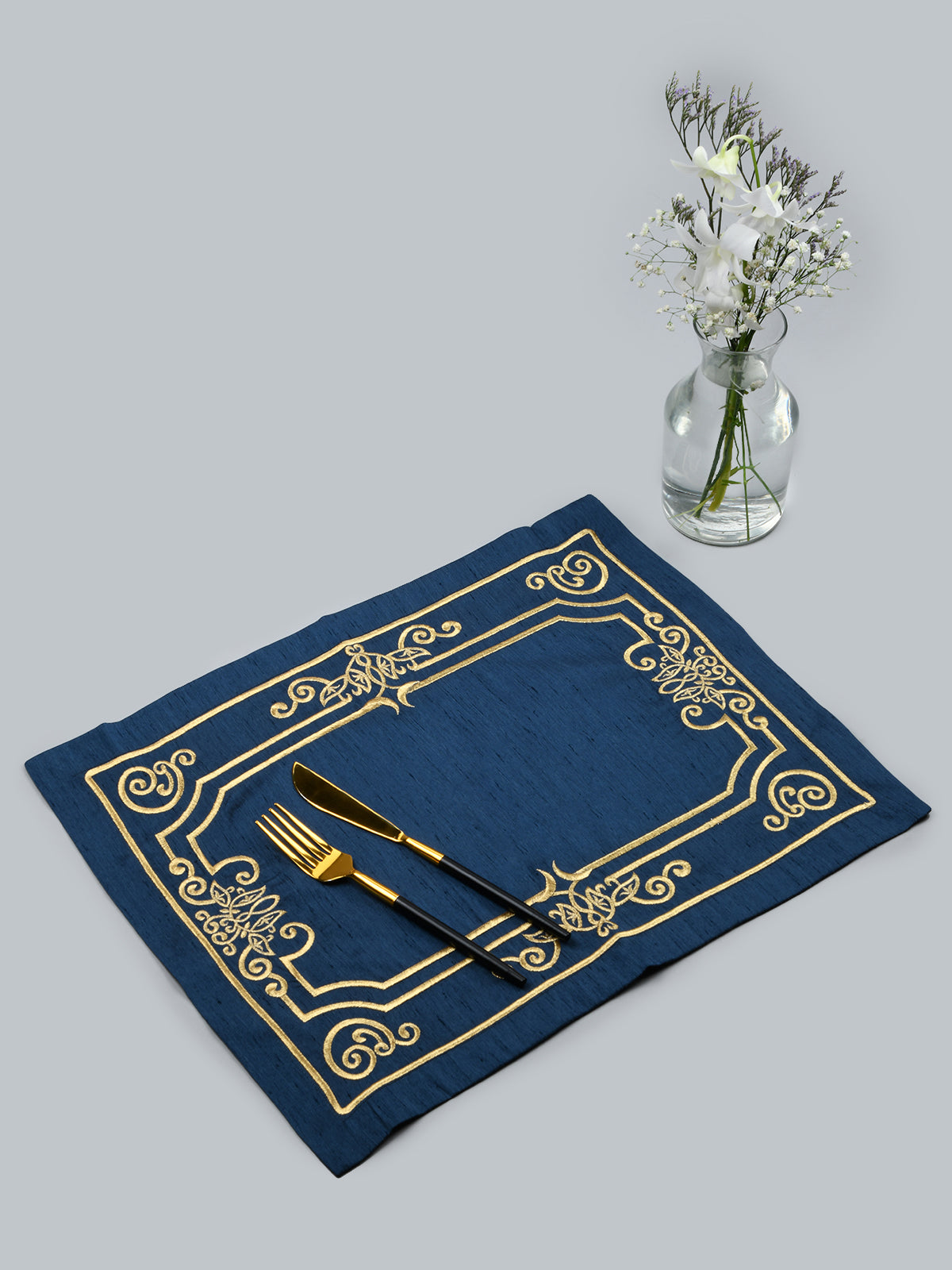 Portugal | Baroque Border Embroidery Mat - Blue & Gold