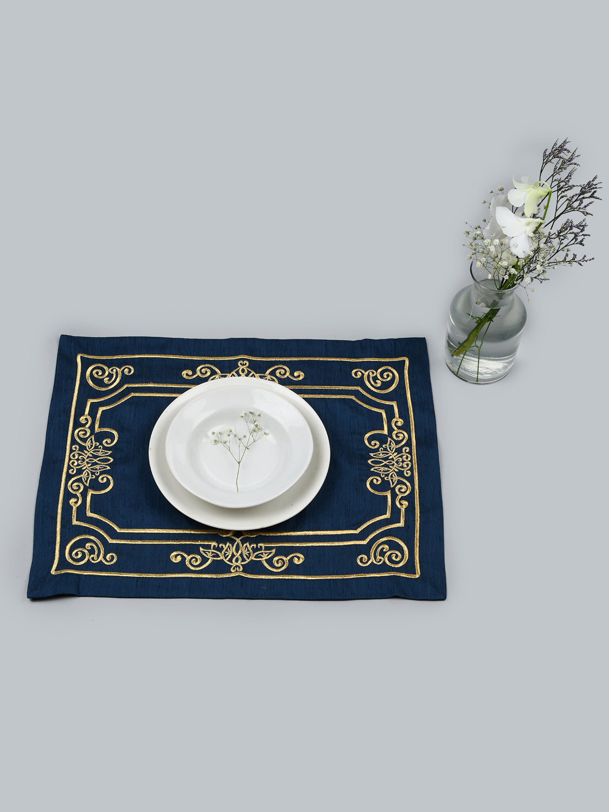 Portugal | Baroque Border Embroidery Mat - Blue & Gold