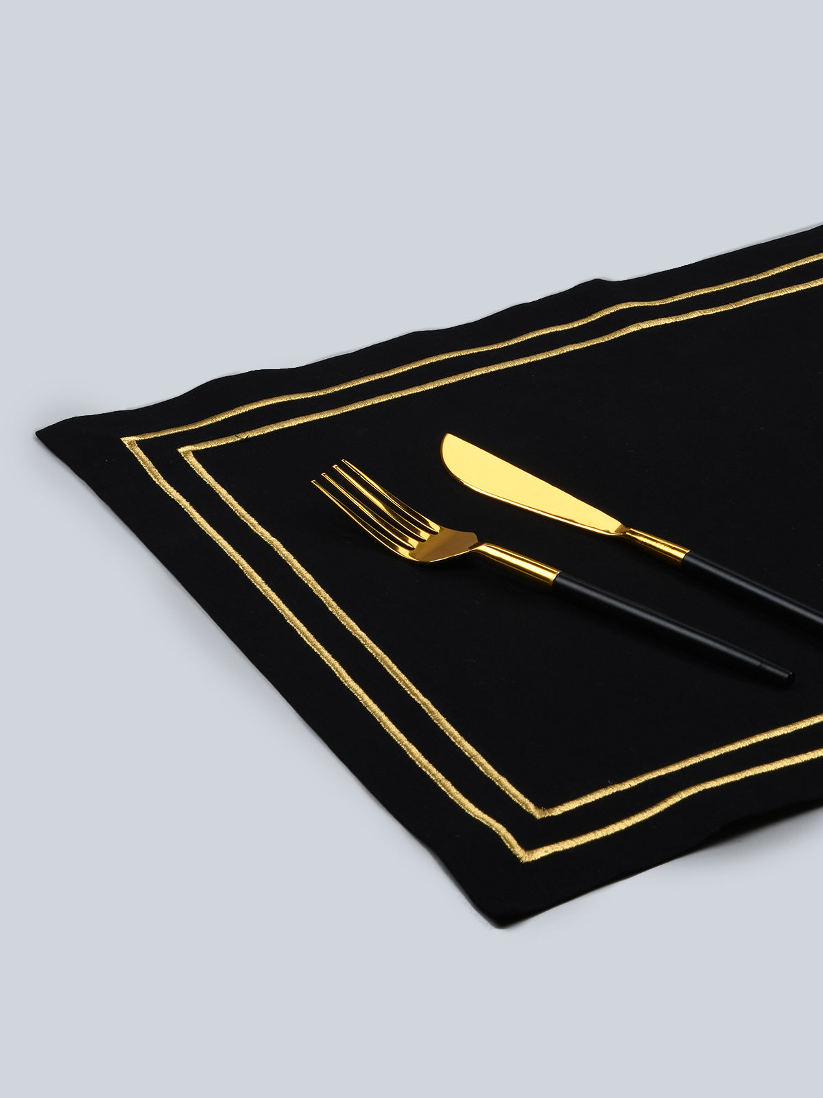 Romanov | Two Line Embroidery Mat - Black & Gold