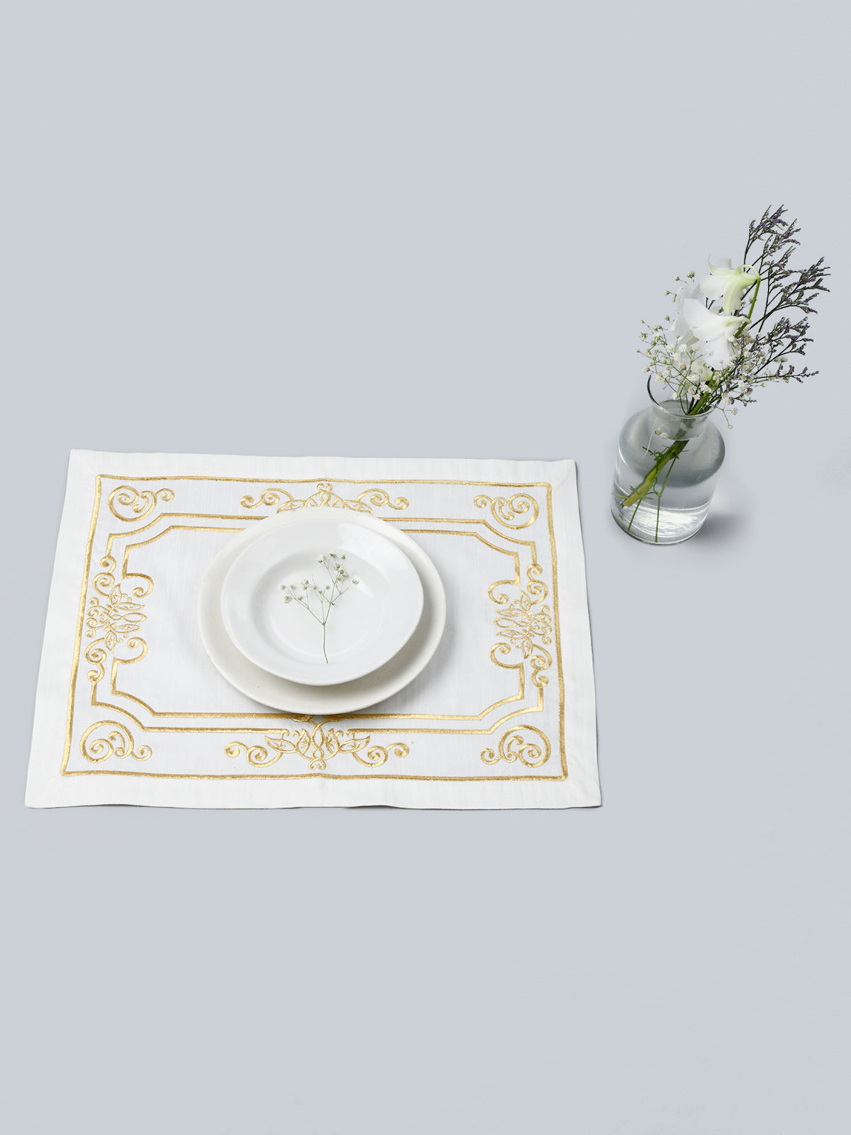 Portugal | Baroque Border Embroidery Mat - Cream & Gold