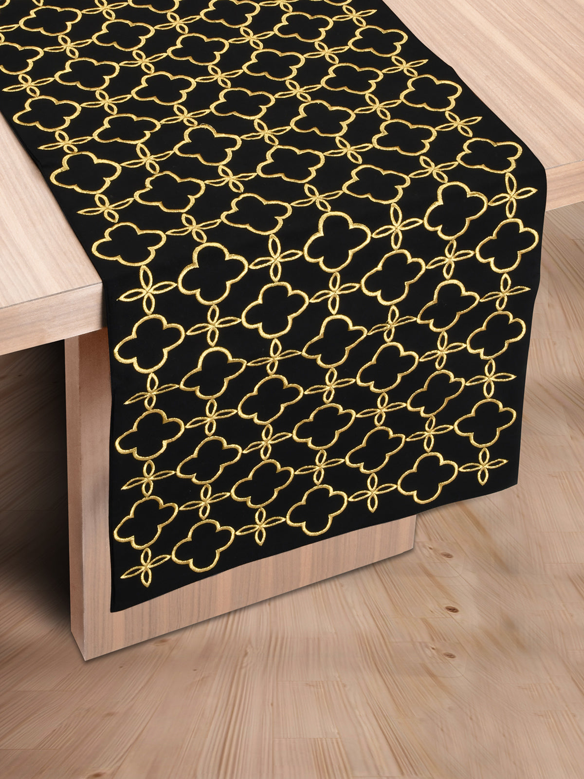 Moroccan Embroidery Runner - Black/Gold