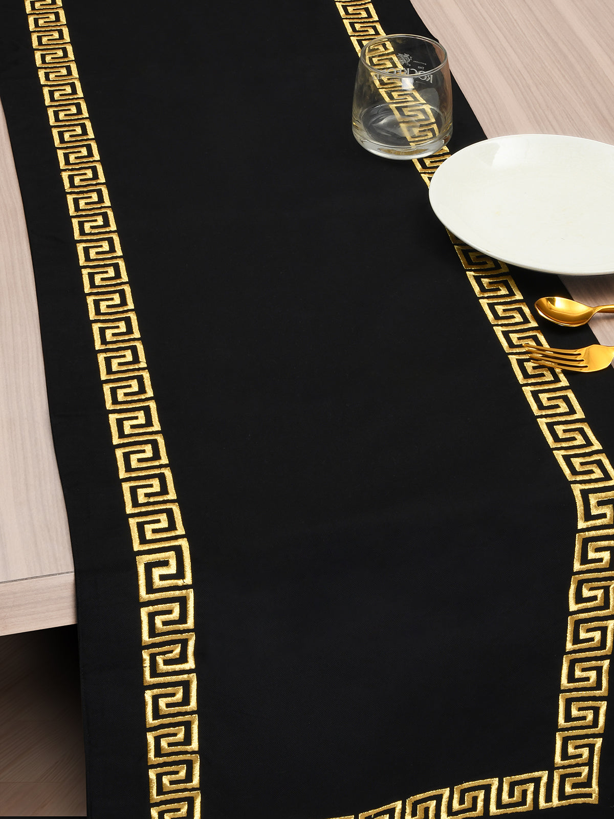 Greek Embroidery Runner - Black