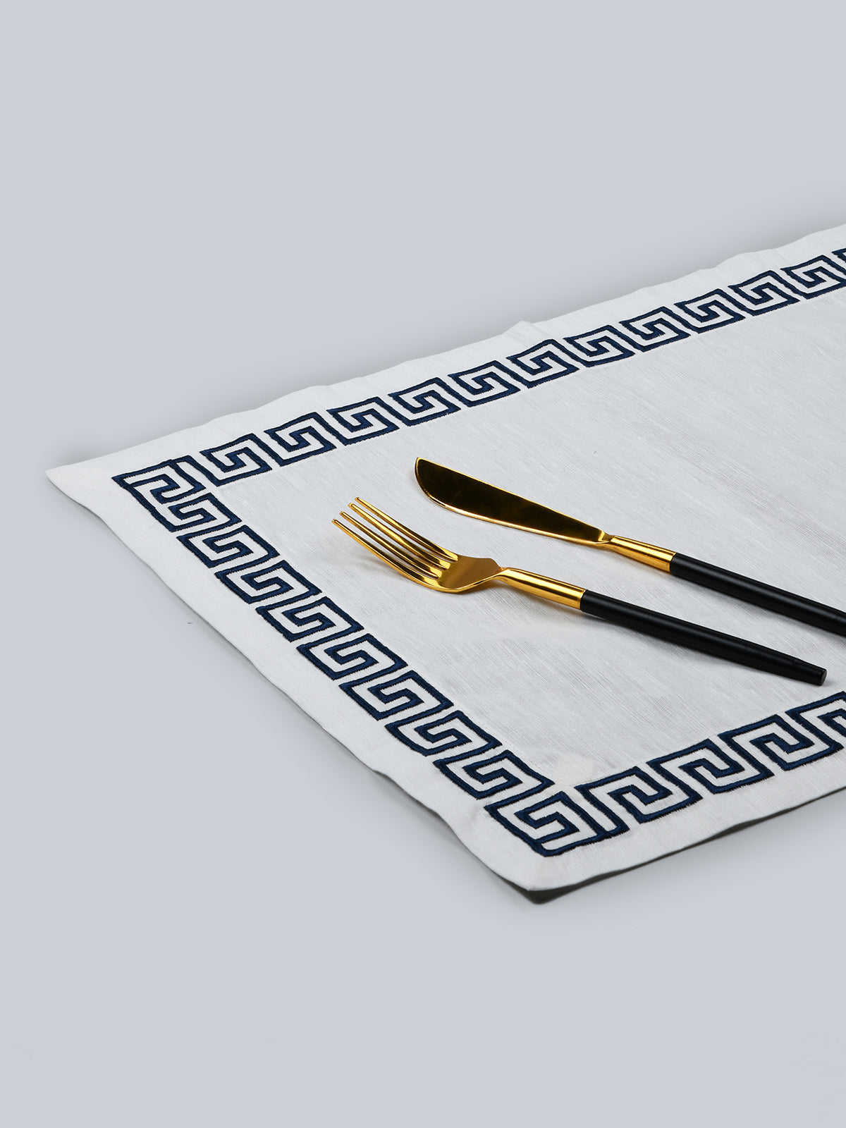 The Greek | Embroider Mat - White
