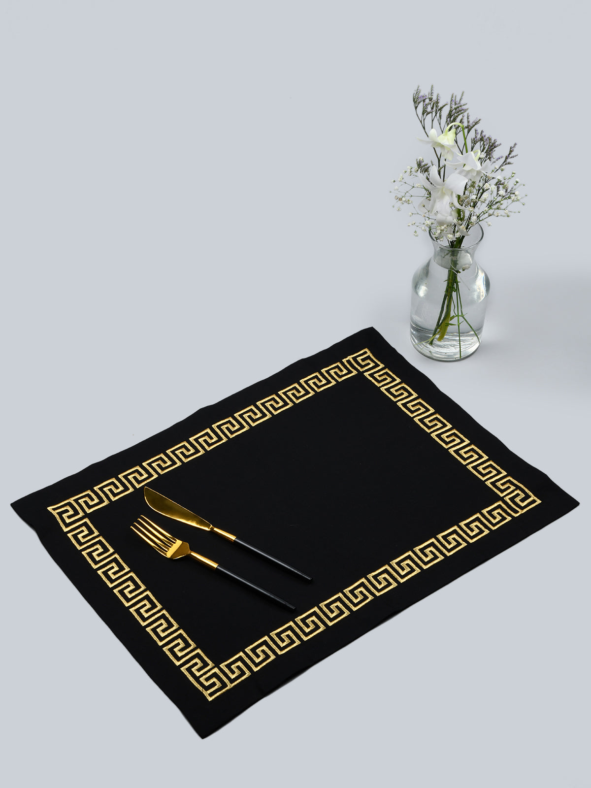 The Greek Embroider Mat - Black
